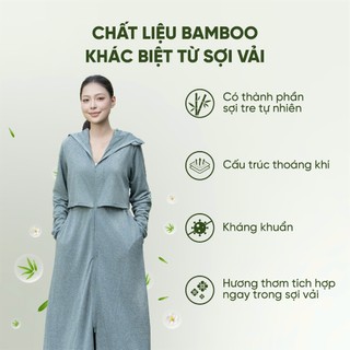 Áo Chống Nắng GUNO Bản Che Tay Dáng Dài Toàn Thân Nữ Tre Thơm 2 Lớp Chống Tia UV Mũ Rộng Vành 26AG63