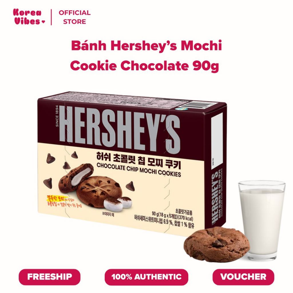 Hershey’s Mochi Cookie Chocolate Chip 90g – Bánh Quy Mochi Dẻo Mềm, Vị Socola Đậm Đà, Ăn Kèm Sữa Cực Hợp [DA19]