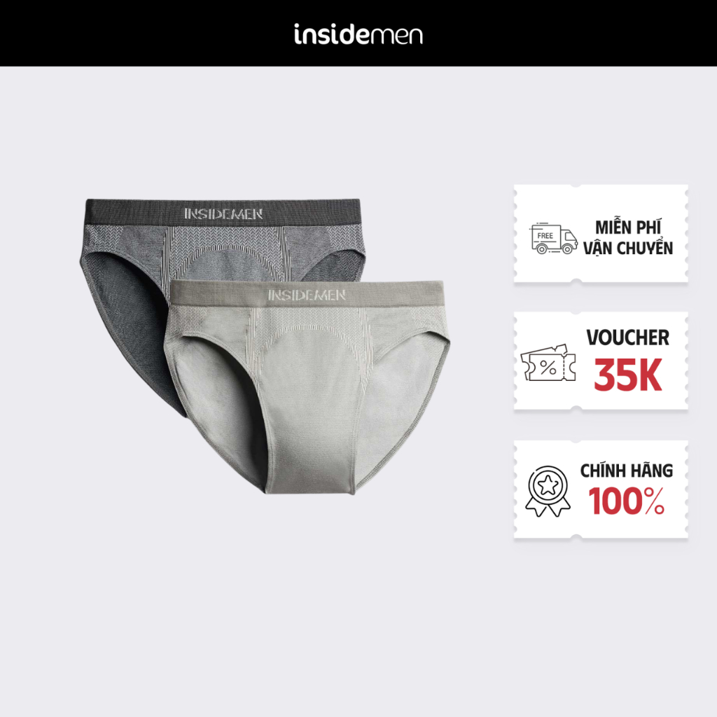 Quần lót nam bikini INSIDEMEN không đường may kháng khuẩn cao cấp mềm mịn thoáng mát IBF023