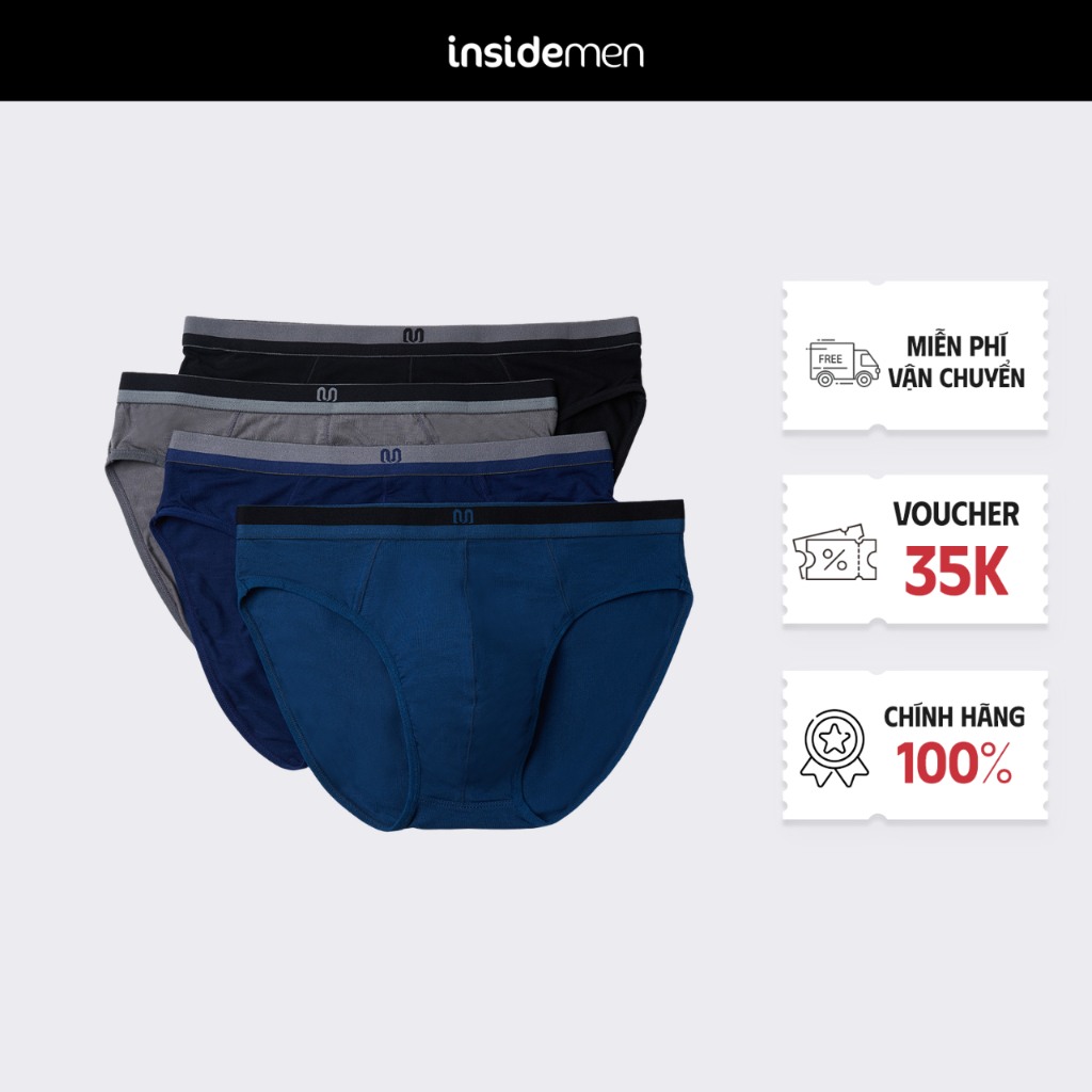 Quần lót nam tam giác INSIDEMEN vải bamboo kháng khuẩn tự nhiên thoáng khí co giãn cao cấp IBF004