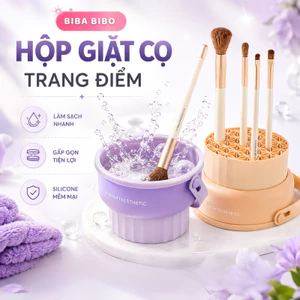 Dụng Cụ Vệ Sinh Cọ Trang Điểm Silicon Có Quai Cầm Phơi Khô, Bộ Giặt Cọ Hình Cái Bát Có Thể Tháo Rời Bibabibo
