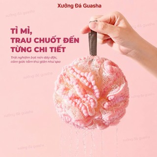 Bông Tắm Lưới Tròn Mềm Mịn Massage Tạo Bọt Tẩy Da Chết Nhẹ Nhàng Nhiều Màu - Bông Tắm Loại 1 Có Dây Treo