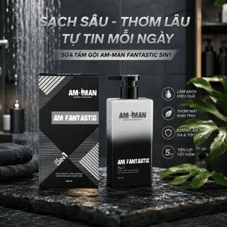 Sữa Tắm Gội AM FANTASTIC 5in1 365ml AM-MAN Tiện Lợi, Làm Sạch, Ngừa Mụn Lưng, Hương Nước Hoa Cao Cấp