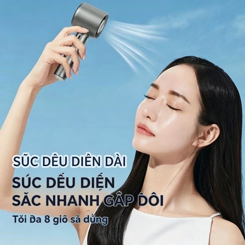 Quạt Turbo cầm tay F4 M11 với màn hình LED và quạt bàn sạc USB tốc độ gió 120