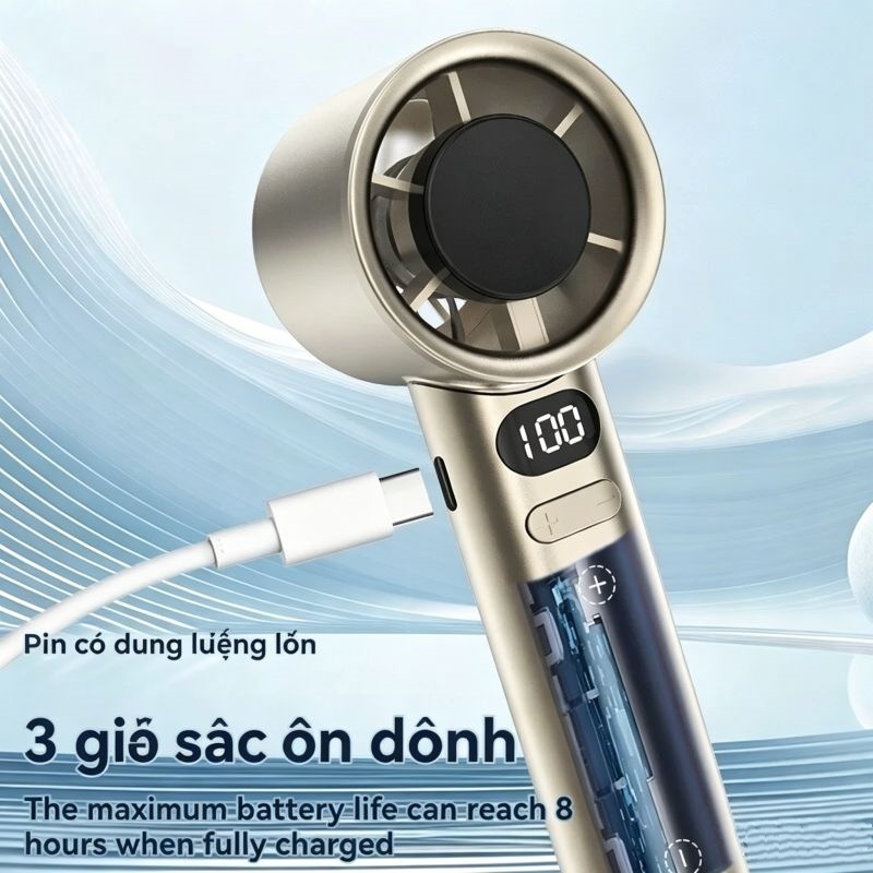 Quạt Turbo cầm tay F4 M11 với màn hình LED và quạt bàn sạc USB tốc độ gió 120