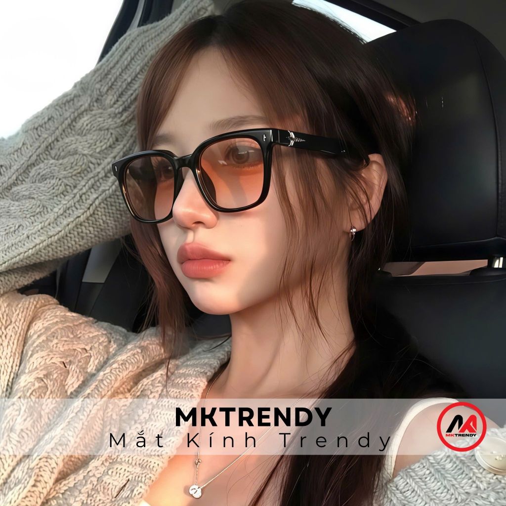 [Live x MKTRENDY] Kính râm gọng vuông chống tia UV R9 thời trang nam nữ họa tiết ngôi sao nổi phong cách Hàn Quốc