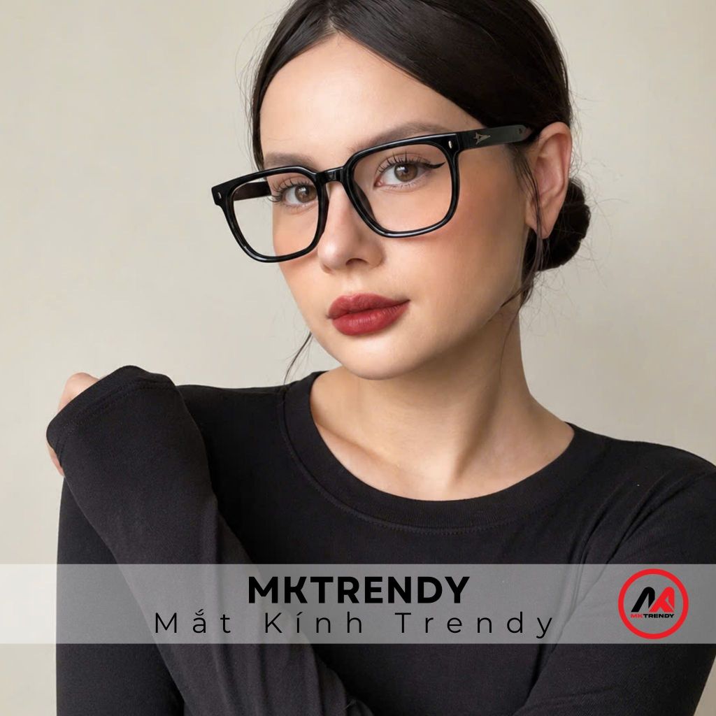 [Live x MKTRENDY] Kính râm gọng vuông chống tia UV R9 thời trang nam nữ họa tiết ngôi sao nổi phong cách Hàn Quốc