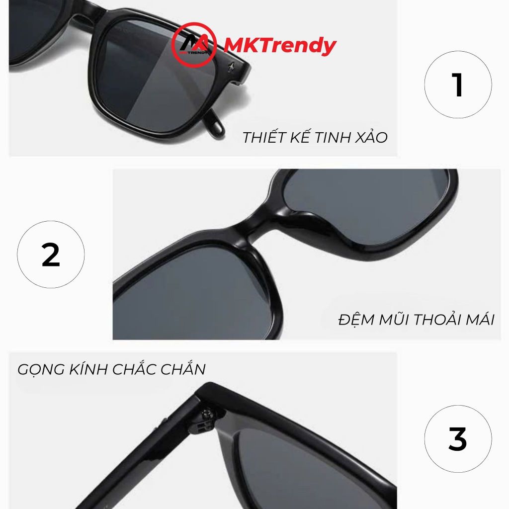 Kính râm gọng vuông MKTRENDY kính đổi màu thời trang nam nữ chống tia UV ngôi sao nổi phong cách sang trọng R9