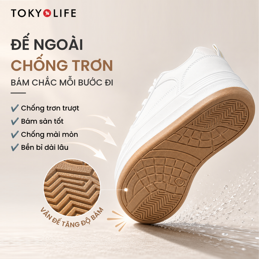 Giày thể thao nữ TOKYOLIFE êm chân thoáng khí đế cao 4.5cm dễ phối cho mọi dịp 40004373/40005443