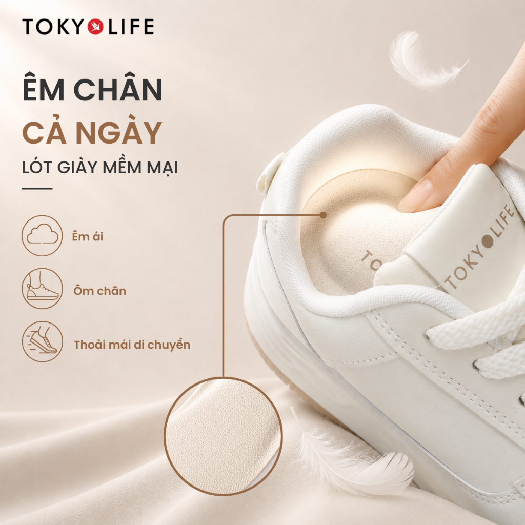 Giày thể thao nữ TOKYOLIFE êm chân thoáng khí đế cao 4.5cm dễ phối cho mọi dịp 40004373/40005443