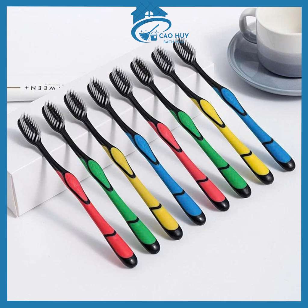 Bộ 5 Bàn Chải Đánh Răng Bossi Bamboo Charcoal, Lông Tơ Mềm Kháng Khuẩn, Dùng Cho Cả Gia Đình