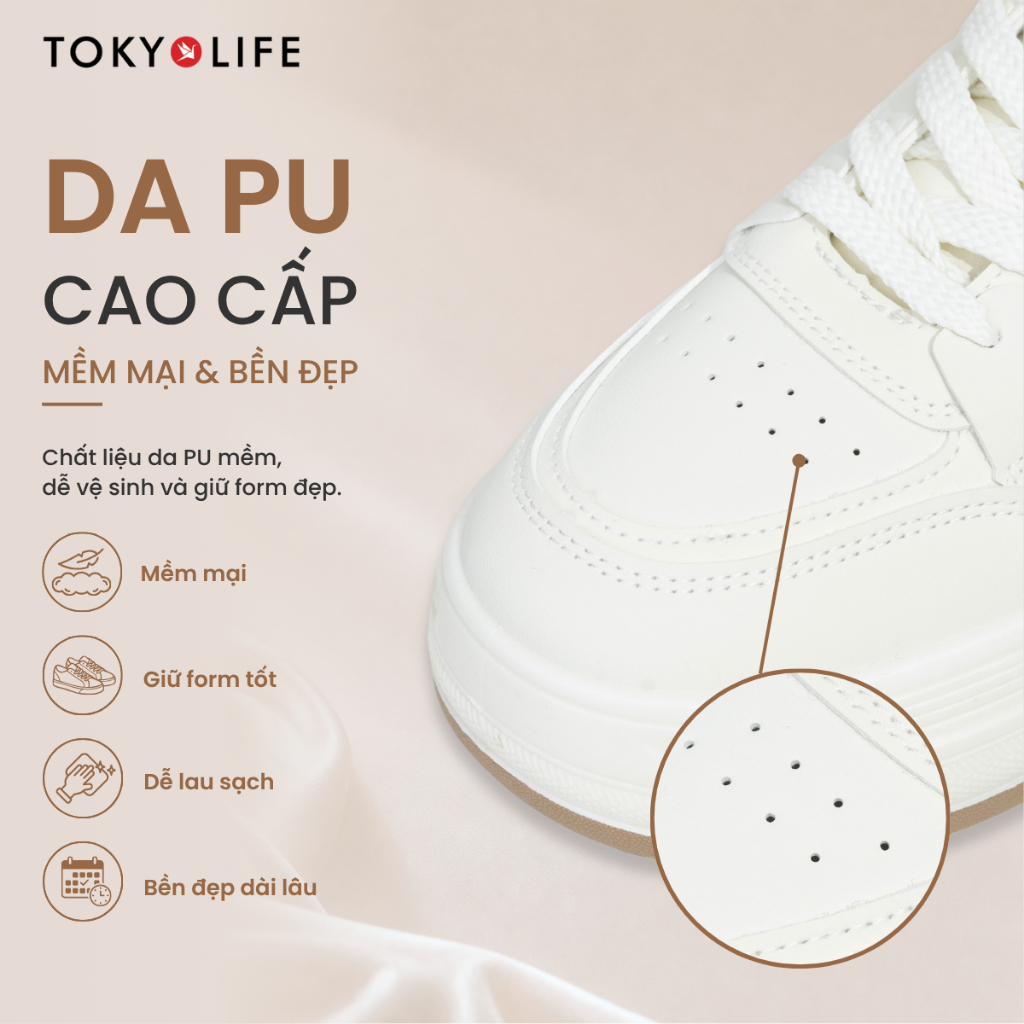 Giày thể thao nữ TOKYOLIFE êm chân thoáng khí đế cao 4.5cm dễ phối cho mọi dịp 40004373/40005443