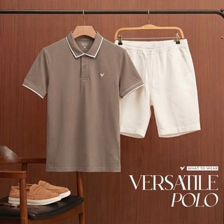 Áo polo trơn VERSATILE POLO TORANO bo kẻ logo ngực lịch lãm, nam tính FSTP009