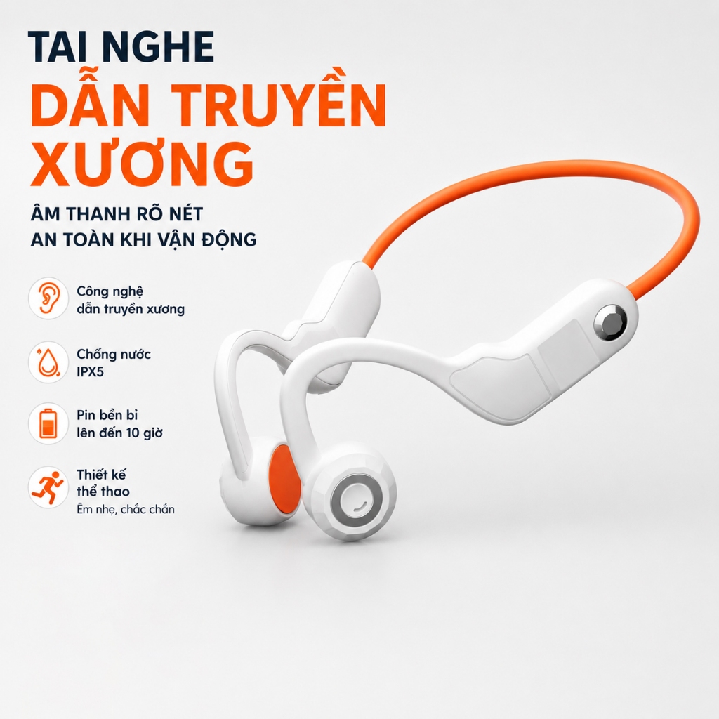Tai Nghe Bluetooth G2S Mở Tai Dẫn Truyền Xương Bluetooth 5.3 Thể Thao Chống Nước IPX5 Mic HD Pin Lâu