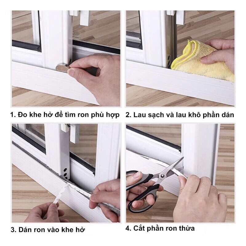 Ron Cao Su Non Dán Cửa 5 Mét - Dùng Cho Cửa Nhôm, Cửa Gỗ, Cửa Kính - Giảm Chấn, Chống Va Đập, Chống Ồn - Có Keo Sẵn, Dễ