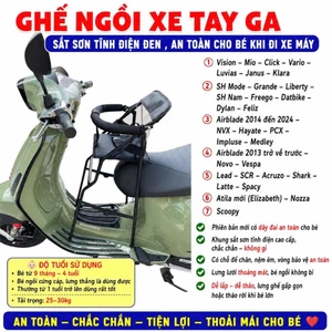 Ghế ngồi xe tay ga sắt sơn tĩnh điện đen , an toàn đi xe( CHỌN ĐÚNG TÊN XE )