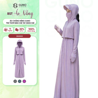 Áo Chống Nắng GUNO Bản Che Tay Dáng Dài Toàn Thân Nữ Tre Thơm 2 Lớp Chống Tia UV Mũ Rộng Vành 26AG63