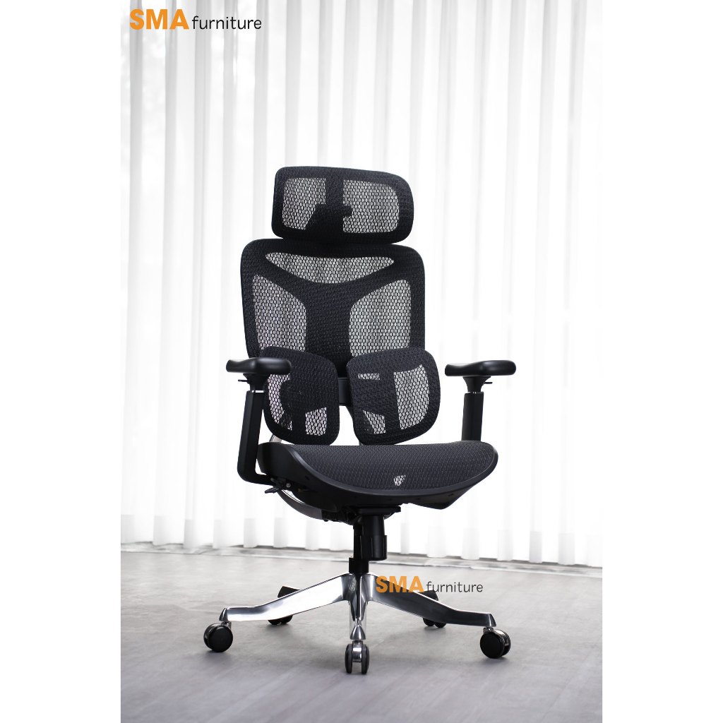 Ghế công thái học SMA Furniture Yami, Khung nhôm nguyên khối, Piston Class 4, Lưới wintex Hàn Quốc | BigBuy360 - bigbuy360.vn