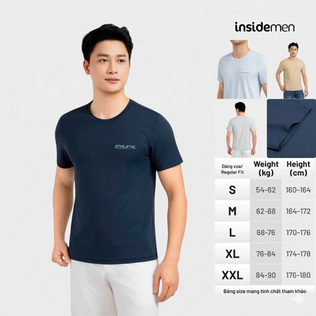 Áo Thun Nam Insidemen Regular Fit, Basic Dễ Phối, Co Giãn Thoải Mái ITS024MAH0
