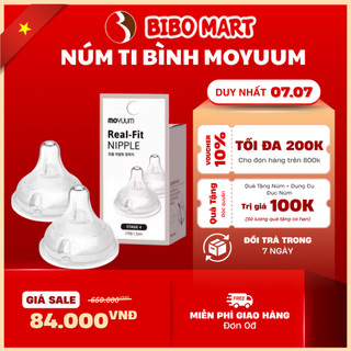 Núm Ti Moyuum Silicone Siêu Mềm Moyuum Hàn Quốc Thiết Kế Thông Minh Chống Sặc Giảm Đầy Hơi Cho Bé