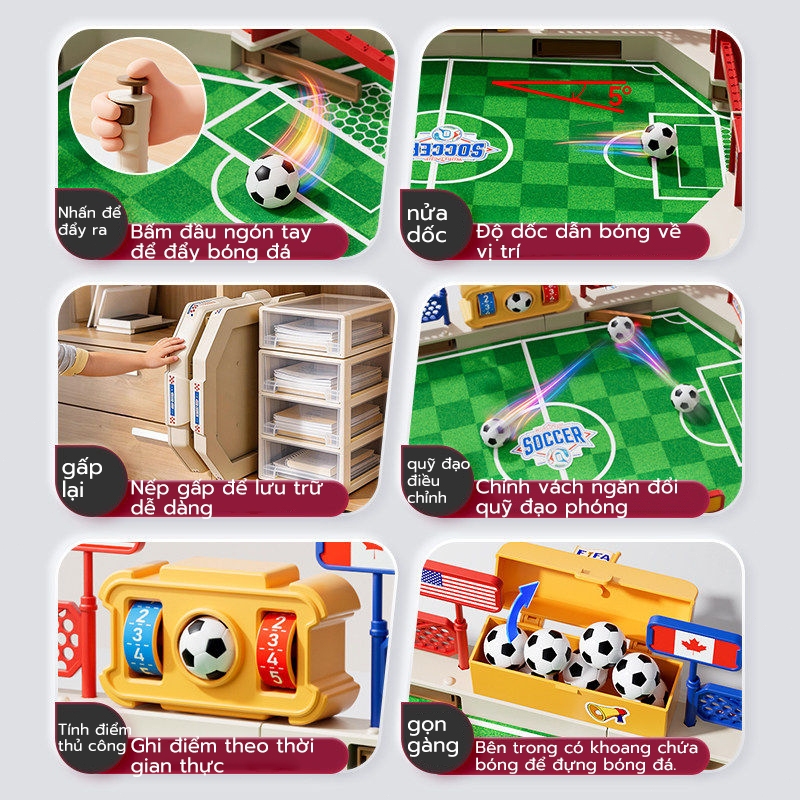 ✨ Bóng đá bàn bắn nhấn World Cup 2026 | Dán tem DIY đội bóng quốc gia | Trò chơi đối đầu hấp dẫn | Không cần pin