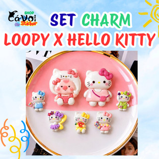 [ĐỘC QUYỀN]  Set Charm Loopy x Hello Kitty Sweet Pink Collection Charm Resin Kawaii Dễ Thương Trang Trí Dép