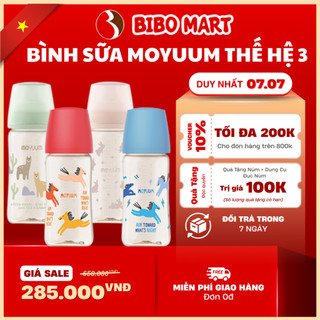 [ Tặng 1 Núm ] Thế hệ 3 - Bình sữa PPSU Moyuum - 80ml/170/270ml/330ml - Họa Tiết