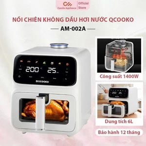 Nồi chiên không dầu hơi nước Qcooko , Dung tích 6L, Công suất 1400W, 3S làm nóng, có cửa trong suốt