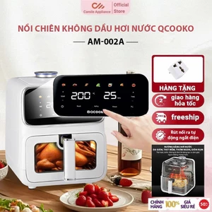 Nồi chiên không dầu hơi nước QCOOKO 6L, Làm Chín Bằng Hơi Nước-Nướng-Chiên, Màn hình cảm ứng LED có menu