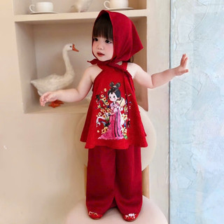 Set yếm lụa cho bé gái mặc đi chơi Tết Trung Thu,lễ hội Trăng Rằm Set áo yếm chị Hằng phối nơ bé gái 7- 43kg BB07-BIATON