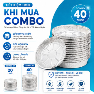 Combo 40 Khay Giấy Bạc Nồi Chiên Không Dầu 16x16cm, Khay Bạc Chống Dính Lò Nướng