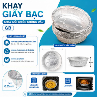 Combo 40 Khay Giấy Bạc Nồi Chiên Không Dầu 16x16cm, Khay Bạc Chống Dính Lò Nướng