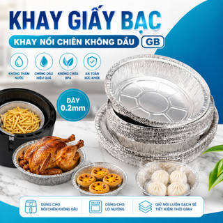 Combo 40 Khay Giấy Bạc Nồi Chiên Không Dầu 16x16cm, Khay Bạc Chống Dính Lò Nướng