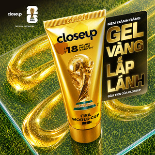 [MỚI] Kem đánh răng Closeup phiên bản giới hạn FIFA World Cup 2026 85g - Thơm mát dát vàng mọi đường bóng
