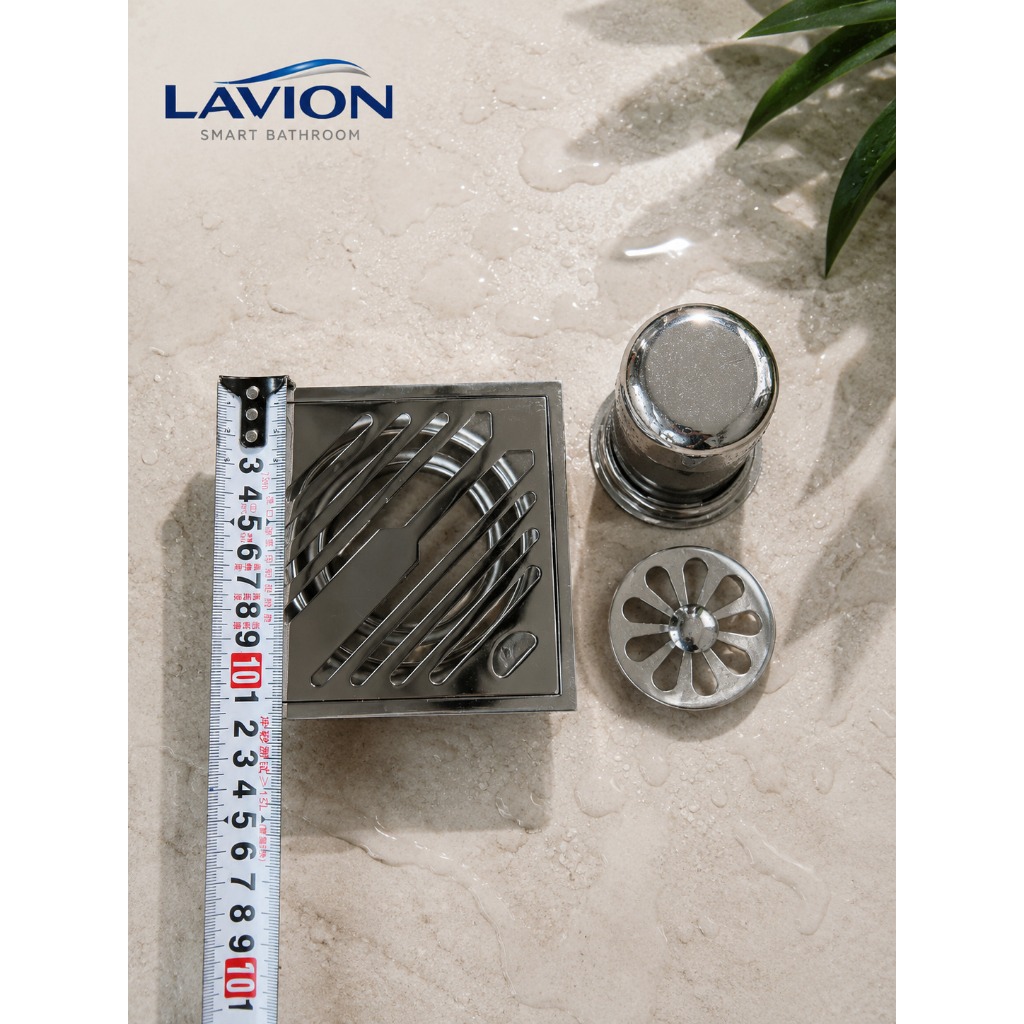 Phễu Thoát Sàn 12x12, Inox 304 Bóng, Nano Xám Chống Hôi, Chống Côn Trùng, Thoát Nước Nhanh