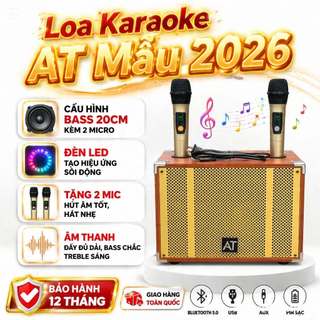 Loa AT08 (KÈM 2 MICRO) - Bass 20cm - Âm Thanh Siêu Hay- Nghe Nhạc - trợ giảng - hát karaoke - 120W - pin trâu
