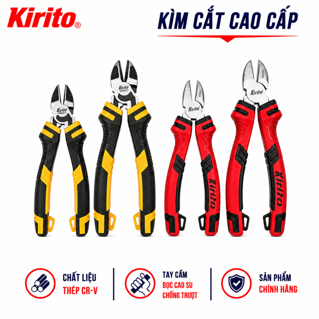 Kìm Cắt KIRITO 6 Inch 8 Inch – Kìm Cắt Điện Đa Năng Có Bấm Cos – Thép CR-V Cao Cấp