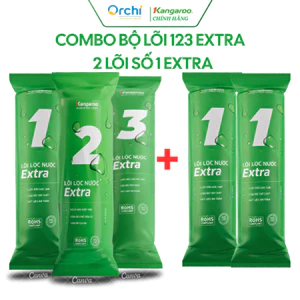 Combo 5 Lõi Lọc Thô 123 và 2 Lõi Số 1 Kangaroo Extra Chính Hãng Dùng Cho Cốc Lọc 10 inch (Bộ 123 Extra+ 2 Lõi số 1)