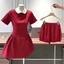 SET ĐẦM CỔ SEN 3 NÚT PHỐI QUẦN SHORT, SET ĐỒ NỮ TIỂU THƯ HÀN QUỐC | MEOINDAHOUSE