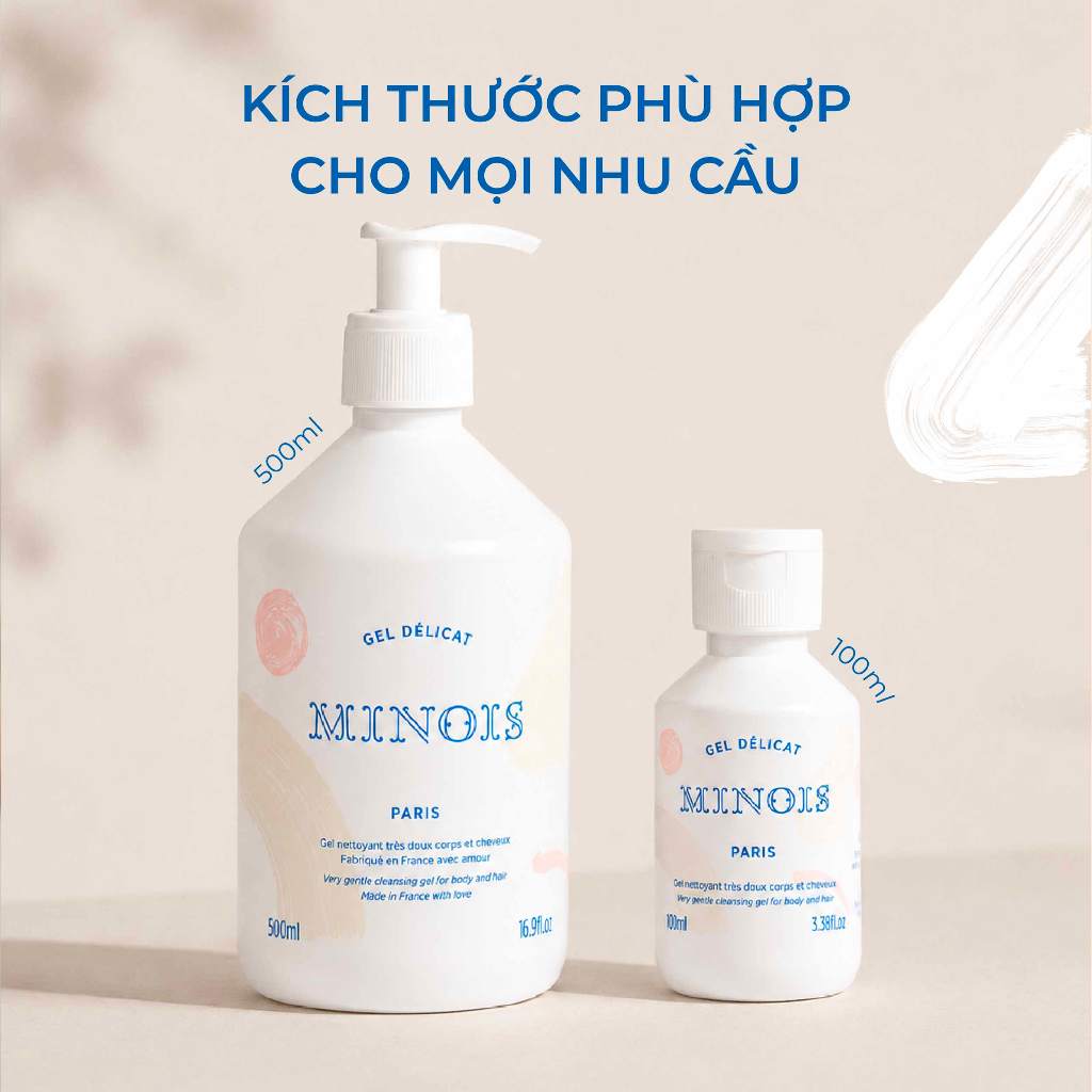 Gel tắm gội dịu nhẹ Minois Paris Delicate  Gel 500ml