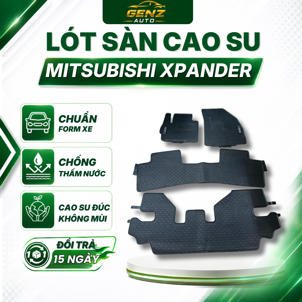 THẢM LÓT SÀN CAO SU xe Xpander / Xpander Cross 2018 - >nay Cao su đúc không mùi, mẫu NISSIN cao cấp