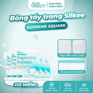 [COMBO 5] Bông tẩy trang Silkee Supreme Square 225 Miếng Vuông - Cotton Mềm Mịn, Không Xơ Bông
