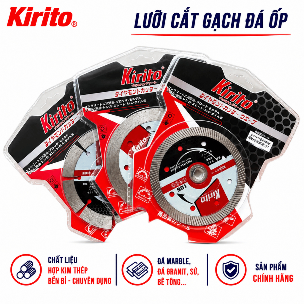 Lưỡi cắt gạch đá ốp lát Kirito 105mm & 114mm – Lưỡi cắt đá granite, marble, bê tông siêu bền
