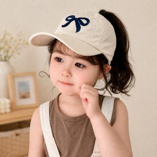 Mũ lưỡi trai hở nửa đầu bé gái 3-8 tuổi HAZIN, thêu họa tiết dễ thương, chất liệu vải Kaki mềm mịn, thoáng mát
