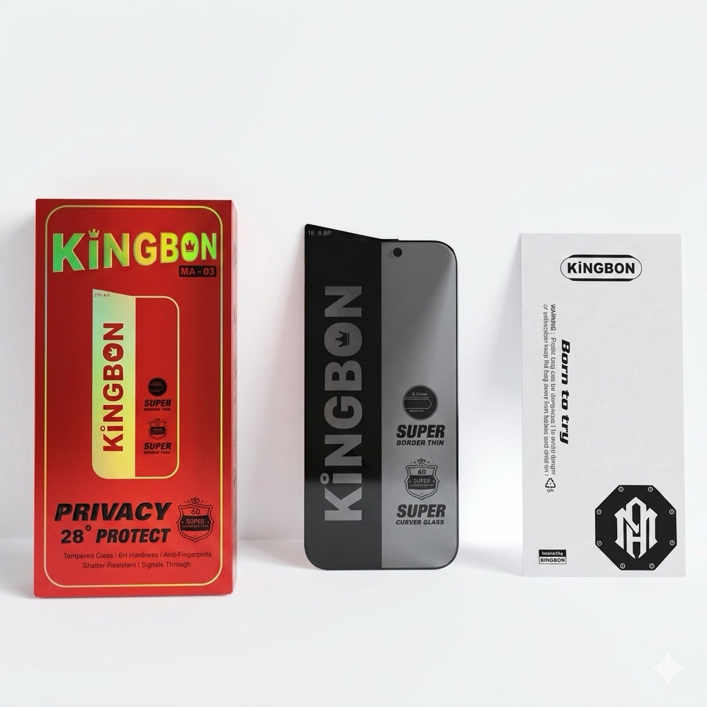Kính iPhone GOR x KiNGBON MA-03 Chống Nhìn Trộm - Viền Đen Nhỏ 0.8mm KO bị Lẹm Vào Màn Hinh