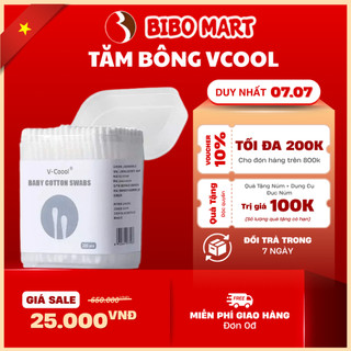 Tăm Bông Vcool Cao Cấp, tăm bông thân gỗ Cho Bé và cả gia đình – Mềm, Dai, Không Xơ – Hộp 200-400 Que