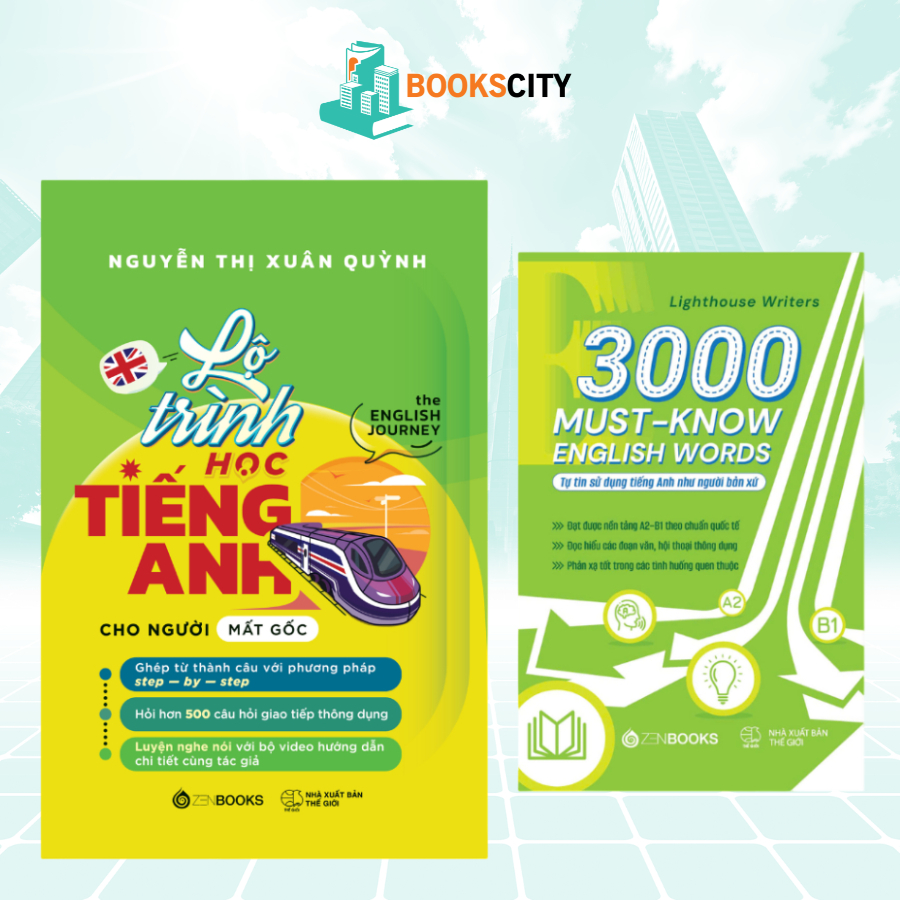 Combo Sách Lộ Trình Học Tiếng Anh Cho Người Mất Gốc và 3000 Từ Vựng Tiếng Anh Thông Dụng