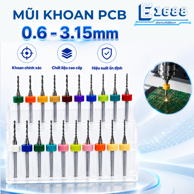 Mũi khoan PCB, chuyên khoan, cắt, phay các vật liệu cứng như đá quý, vỏ chai, bo mạch