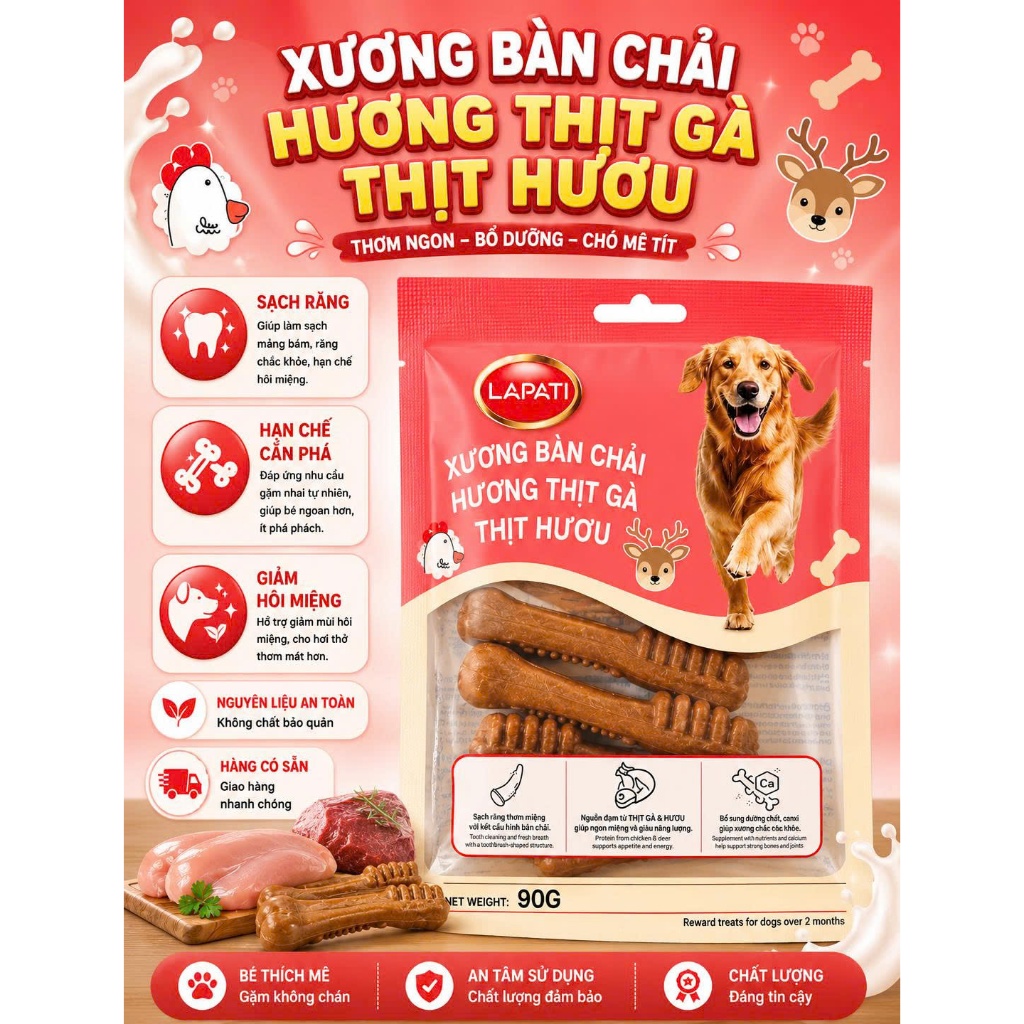 (Combo 4 Gói) Xương Gặm Orgo/ FONTI INU Sạch Răng Cho Chó