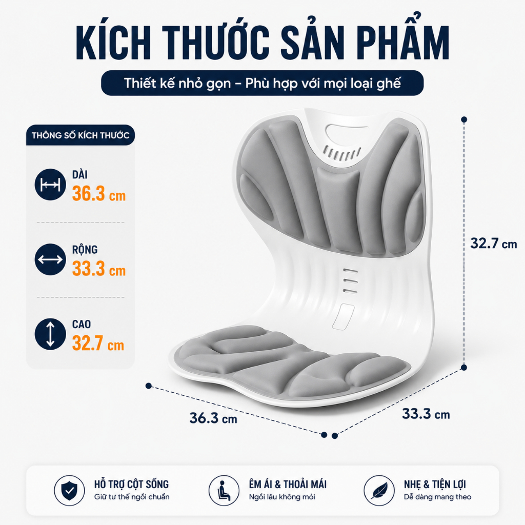Ghế Tựa Lưng Công Thái Học CAO CẤP, Chỉnh Dáng Ngồi Đúng, Thư Giãn Cột Sống - 99 HomeLive